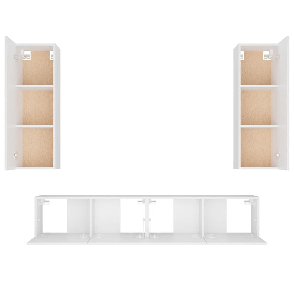 4-tlg. TV-Schrank-Set Weiß Holzwerkstoff