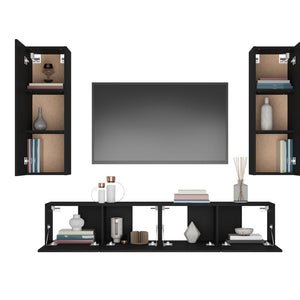 4-tlg. TV-Schrank-Set Schwarz Holzwerkstoff