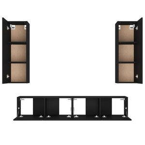 4-tlg. TV-Schrank-Set Schwarz Holzwerkstoff