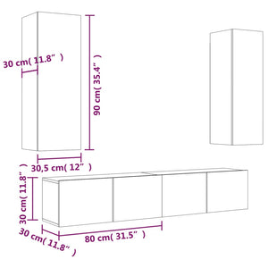 4-tlg. TV-Schrank-Set Sonoma-Eiche Holzwerkstoff