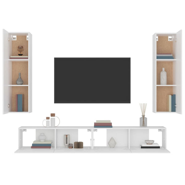 4-tlg. TV-Schrank-Set Weiß Holzwerkstoff