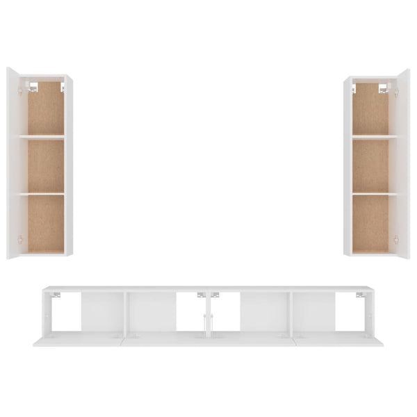 4-tlg. TV-Schrank-Set Weiß Holzwerkstoff