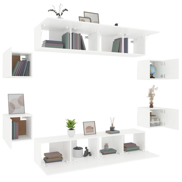 8-tlg. TV-Schrank-Set Weiß Holzwerkstoff