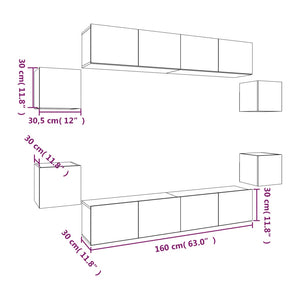 8-tlg. TV-Schrank-Set Weiß Holzwerkstoff