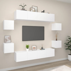 8-tlg. TV-Schrank-Set Weiß Holzwerkstoff