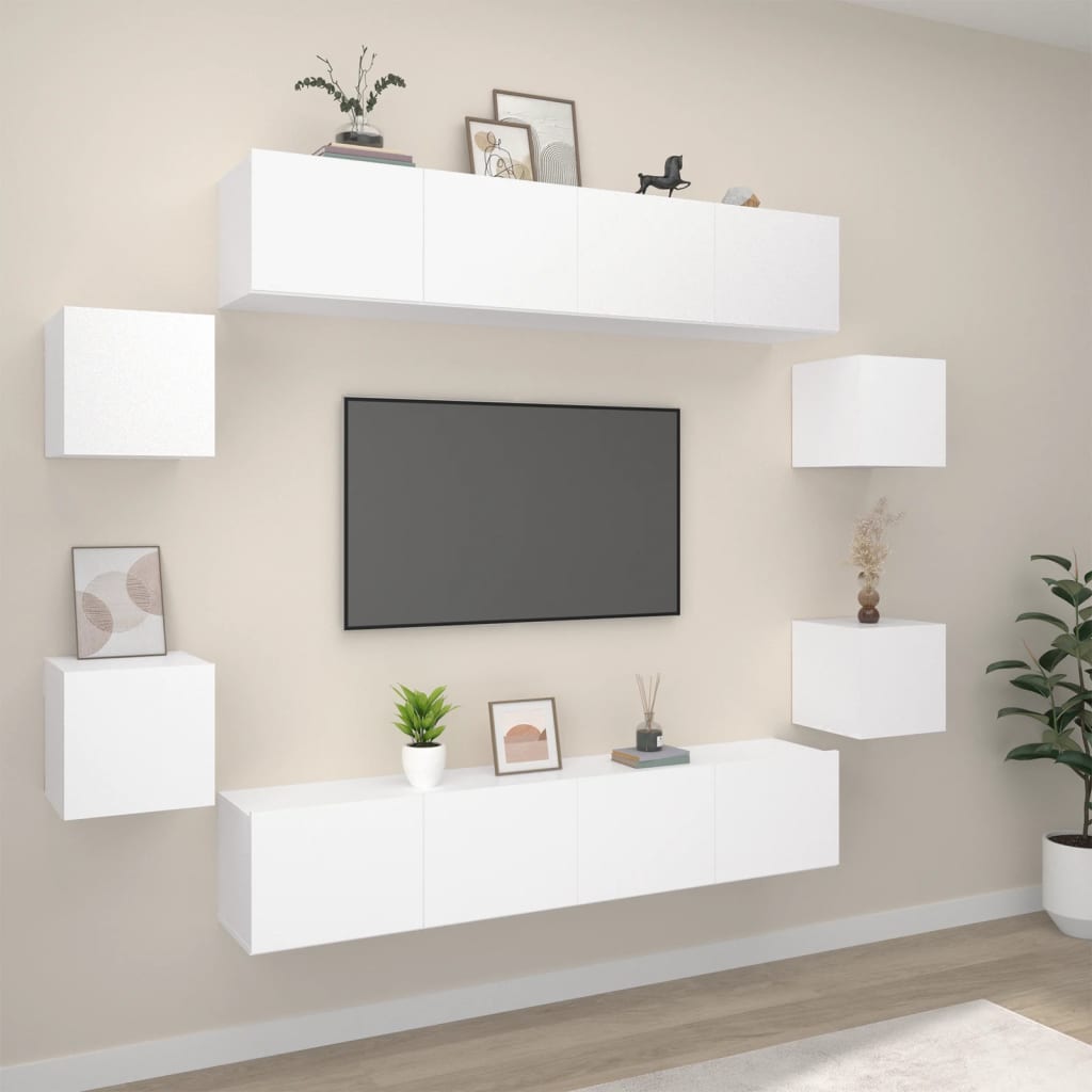 8-tlg. TV-Schrank-Set Weiß Holzwerkstoff