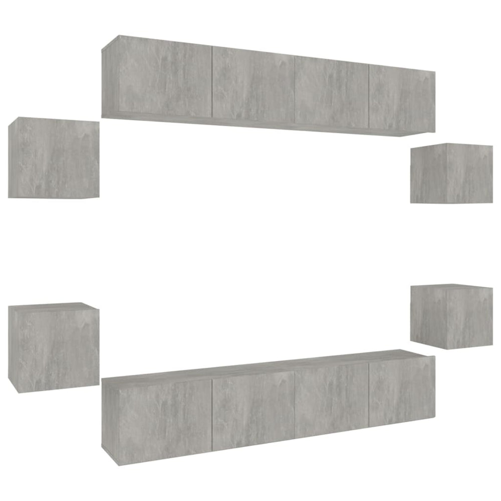 8-tlg. TV-Schrank-Set Betongrau Holzwerkstoff