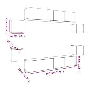 8-tlg. TV-Schrank-Set Betongrau Holzwerkstoff