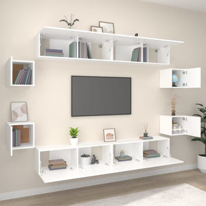 8-tlg. TV-Schrank-Set Weiß Holzwerkstoff
