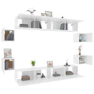 8-tlg. TV-Schrank-Set Weiß Holzwerkstoff
