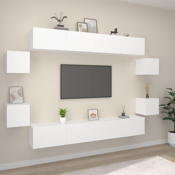 8-tlg. TV-Schrank-Set Weiß Holzwerkstoff