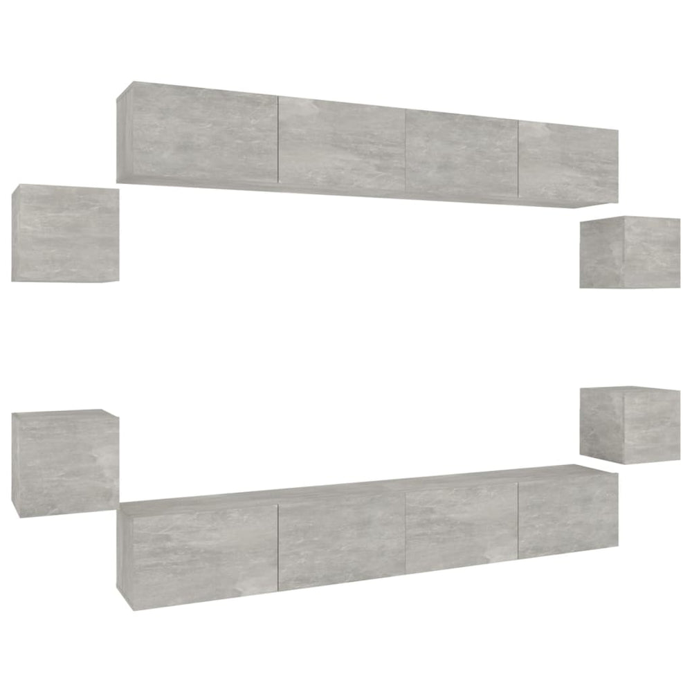 8-tlg. TV-Schrank-Set Betongrau Holzwerkstoff