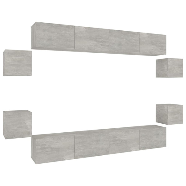 8-tlg. TV-Schrank-Set Betongrau Holzwerkstoff