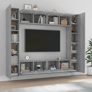 8-tlg. TV-Schrank-Set Grau Sonoma Holzwerkstoff