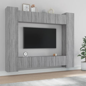 8-tlg. TV-Schrank-Set Grau Sonoma Holzwerkstoff