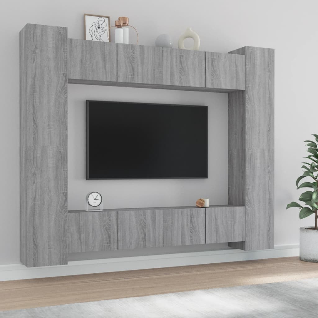 8-tlg. TV-Schrank-Set Grau Sonoma Holzwerkstoff