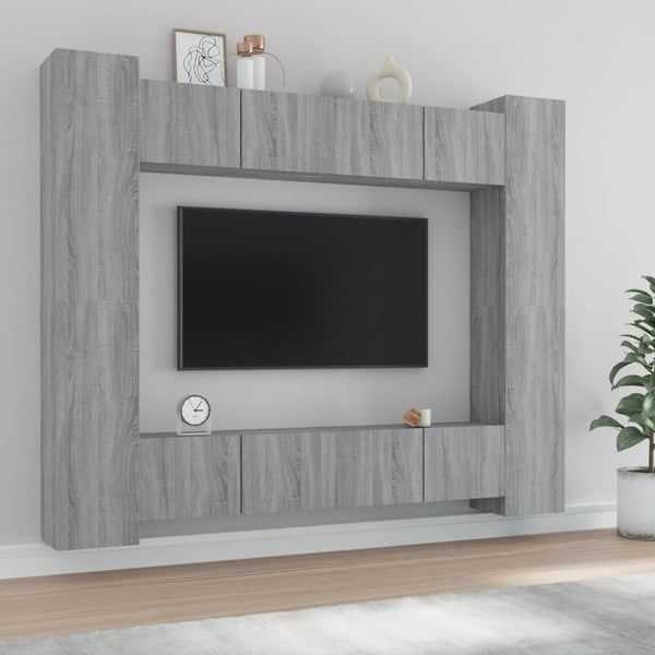 8-tlg. TV-Schrank-Set Grau Sonoma Holzwerkstoff