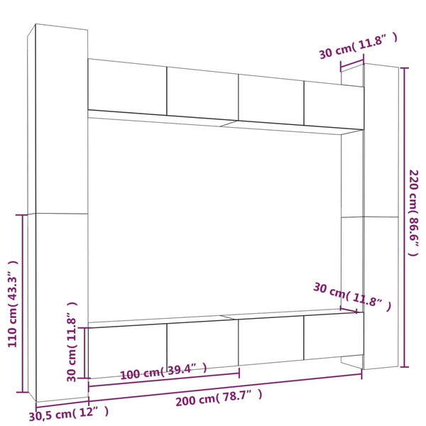 8-tlg. TV-Schrank-Set Weiß Holzwerkstoff