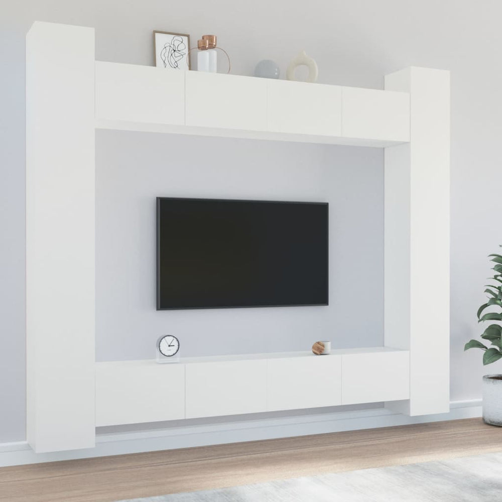 8-tlg. TV-Schrank-Set Weiß Holzwerkstoff