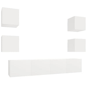 6-tlg. TV-Schrank-Set Weiß Holzwerkstoff