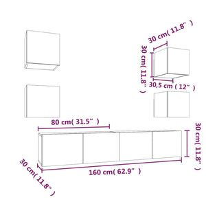 6-tlg. TV-Schrank-Set Weiß Holzwerkstoff