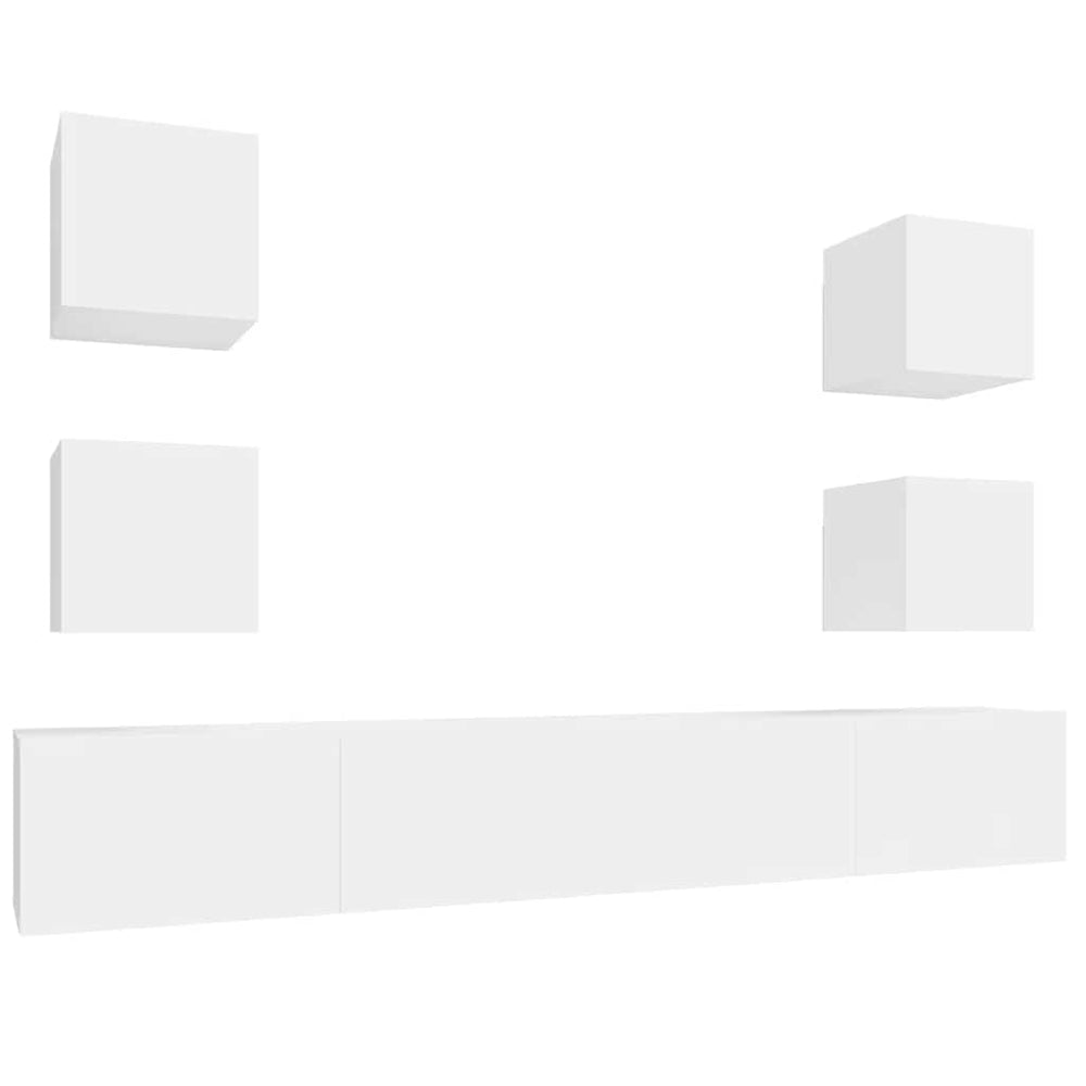 6-tlg. TV-Schrank-Set Weiß Holzwerkstoff