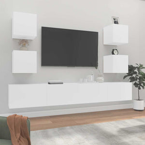 6-tlg. TV-Schrank-Set Weiß Holzwerkstoff