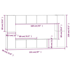 8-tlg. TV-Schrank-Set Betongrau Holzwerkstoff