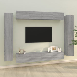 8-tlg. TV-Schrank-Set Grau Sonoma Holzwerkstoff