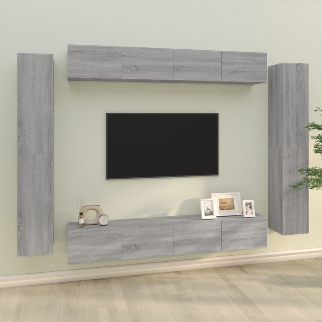 8-tlg. TV-Schrank-Set Grau Sonoma Holzwerkstoff