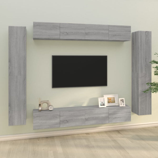 8-tlg. TV-Schrank-Set Grau Sonoma Holzwerkstoff