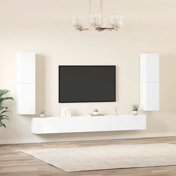 7-tlg. TV-Schrank-Set Weiß Holzwerkstoff
