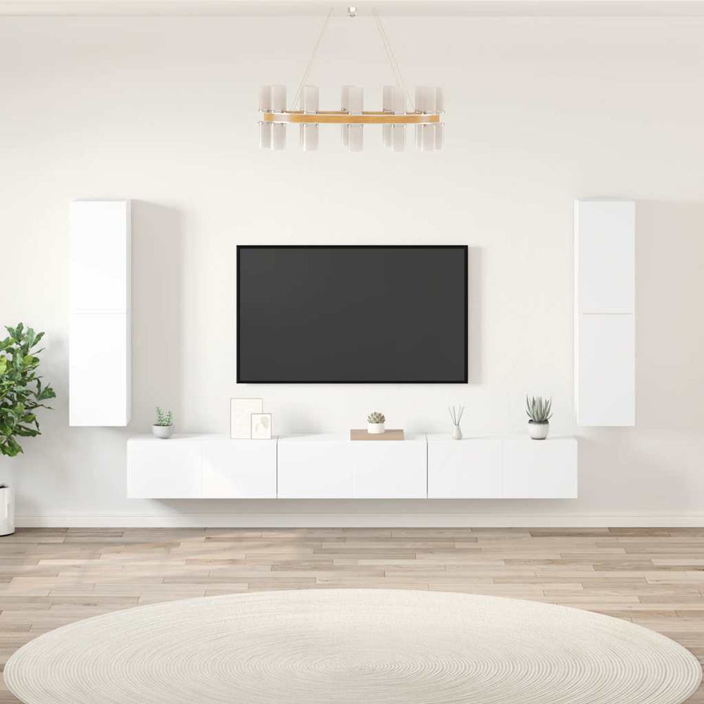7-tlg. TV-Schrank-Set Weiß Holzwerkstoff