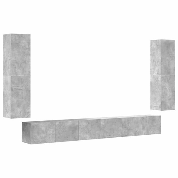 7-tlg. TV-Schrank-Set Betongrau Holzwerkstoff