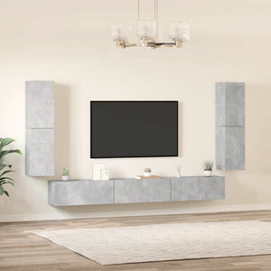 7-tlg. TV-Schrank-Set Betongrau Holzwerkstoff