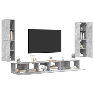 7-tlg. TV-Schrank-Set Betongrau Holzwerkstoff