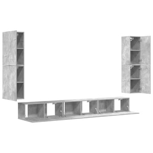 7-tlg. TV-Schrank-Set Betongrau Holzwerkstoff