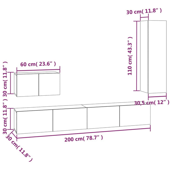 4-tlg. TV-Schrank-Set Sonoma-Eiche Holzwerkstoff