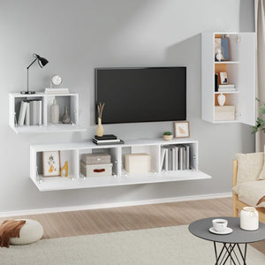 4-tlg. TV-Schrank-Set Weiß Holzwerkstoff