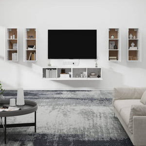 6-tlg. TV-Schrank-Set Weiß Holzwerkstoff