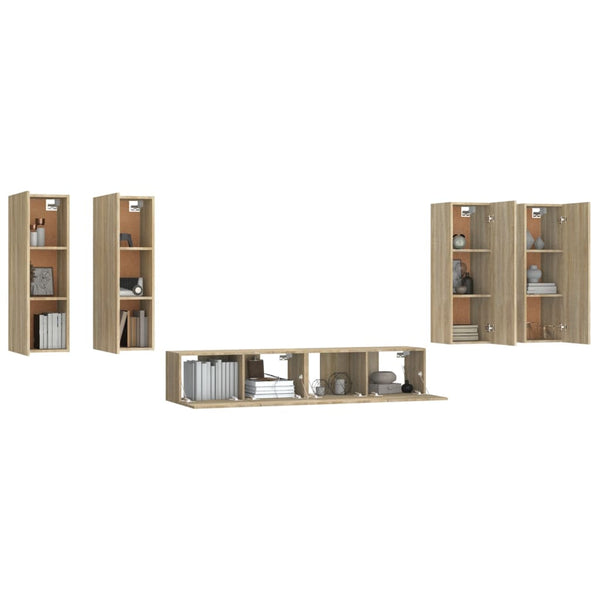 6-tlg. TV-Schrank-Set Sonoma-Eiche Holzwerkstoff