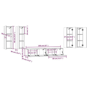 6-tlg. TV-Schrank-Set Sonoma-Eiche Holzwerkstoff