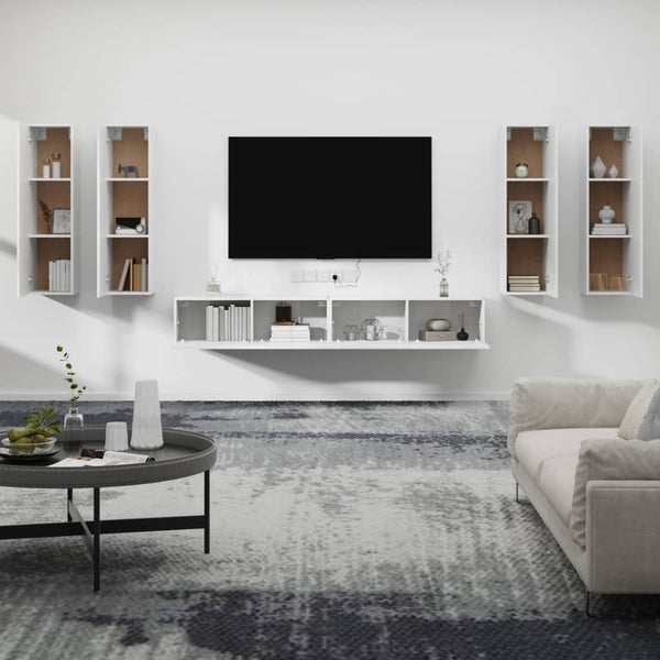 6-tlg. TV-Schrank-Set Weiß Holzwerkstoff