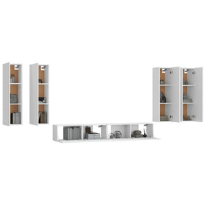 6-tlg. TV-Schrank-Set Weiß Holzwerkstoff