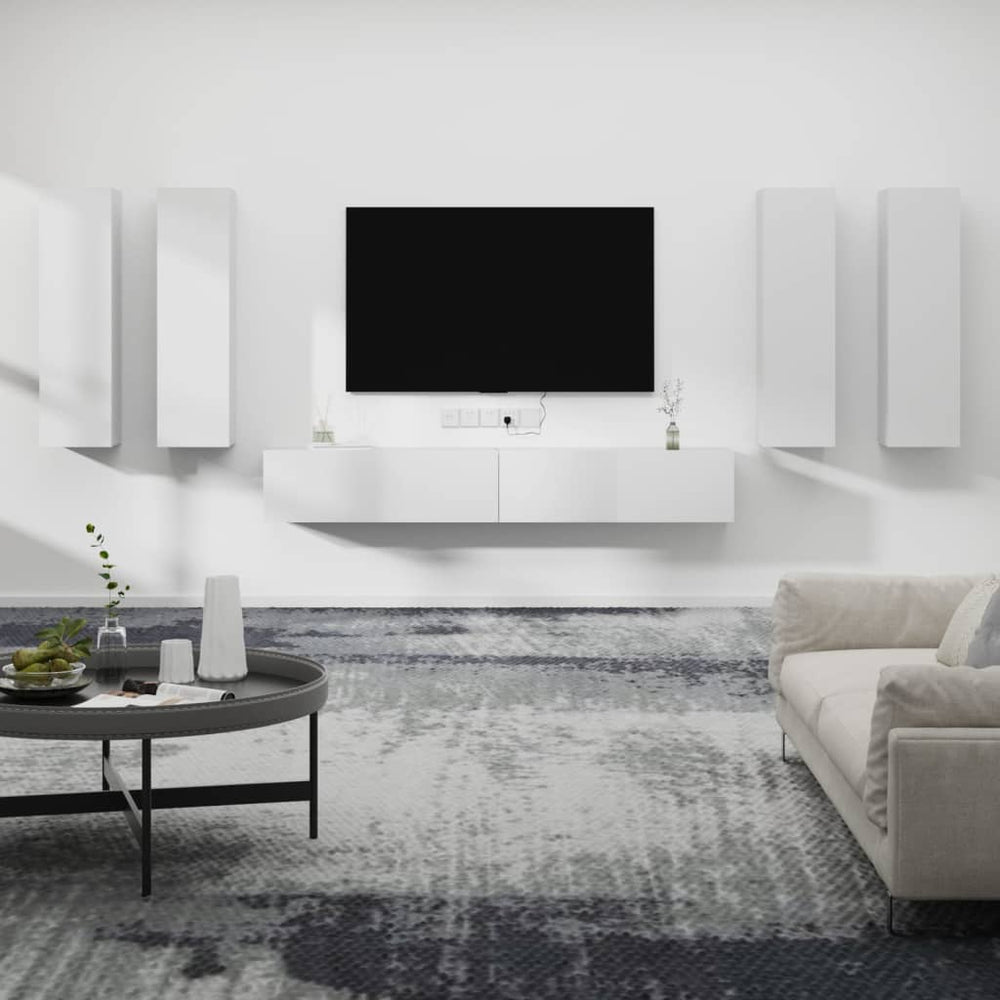 6-tlg. TV-Schrank-Set Weiß Holzwerkstoff
