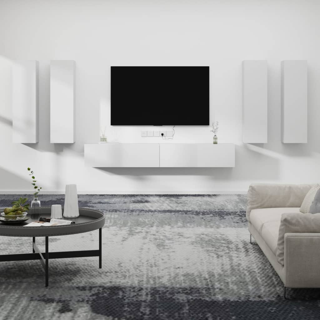 6-tlg. TV-Schrank-Set Weiß Holzwerkstoff