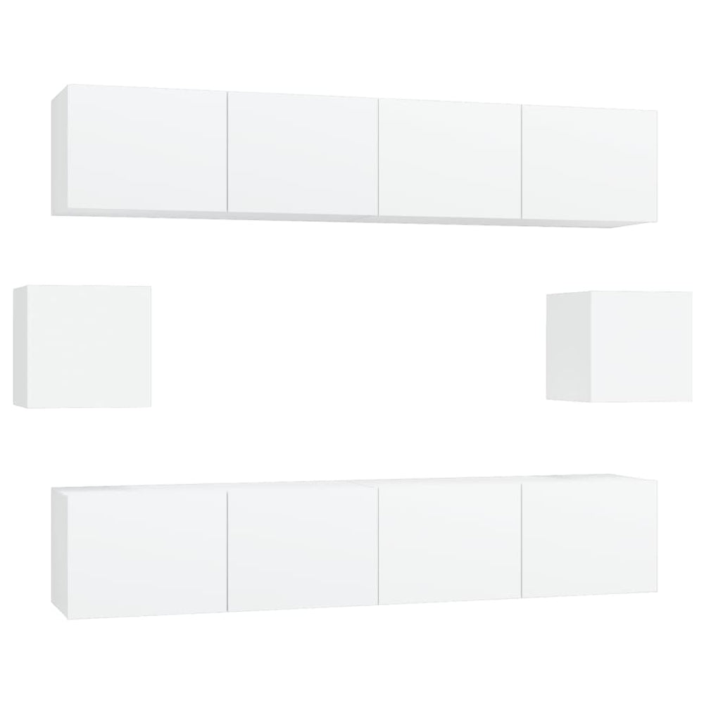 6-tlg. TV-Schrank-Set Weiß Holzwerkstoff