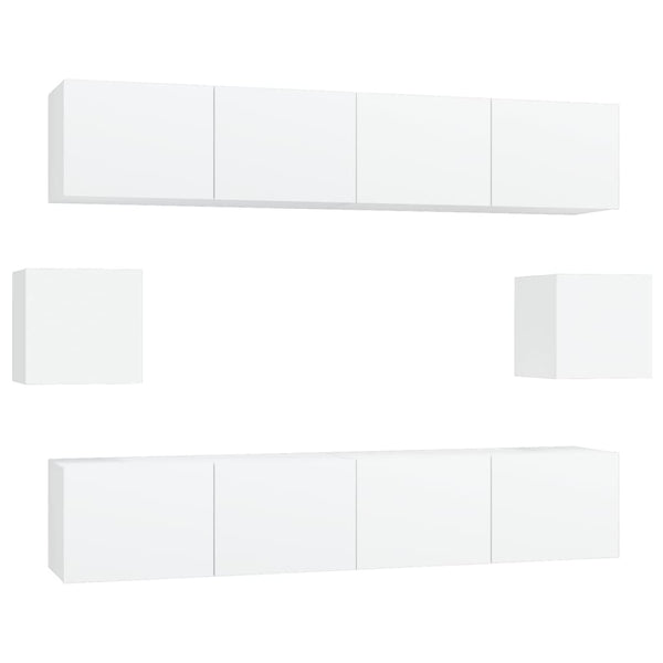 6-tlg. TV-Schrank-Set Weiß Holzwerkstoff