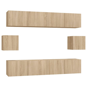 6-tlg. TV-Schrank-Set Sonoma-Eiche Holzwerkstoff