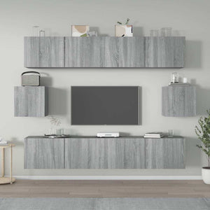 6-tlg. TV-Schrank-Set Grau Sonoma Holzwerkstoff